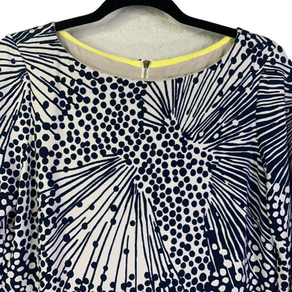 ELIZA J Navy Blue & Yellow Abstract Geometric‎ Print Shift Dress - Picture 2 of 11